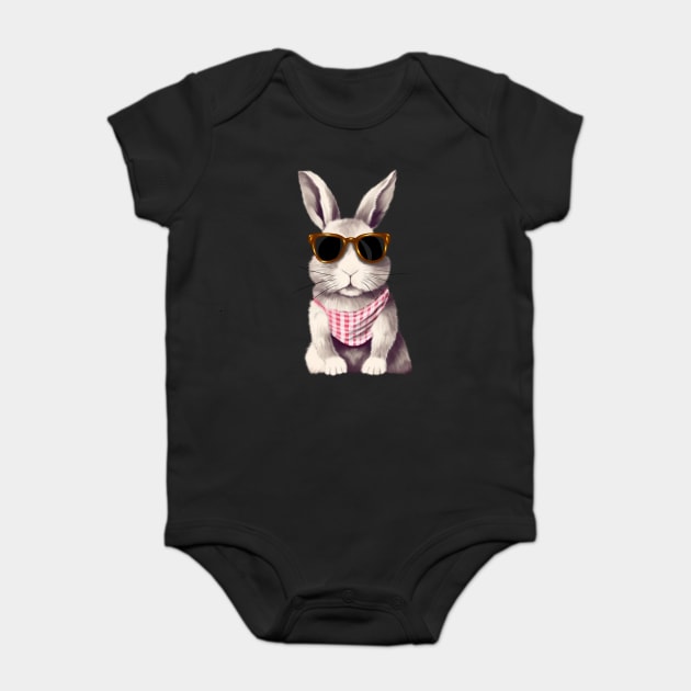 Cute Bunny Rabbit wearing Shades Baby Bodysuit by logiamerch